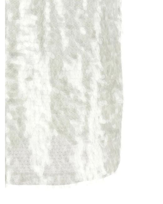 Norma Kamali White Boyfriend Sequin Top
