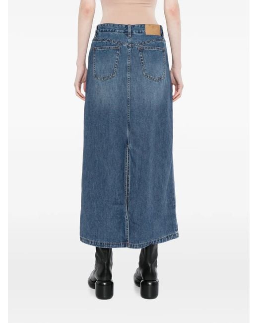 JNBY Blue A-Line Midi Denim Skirt