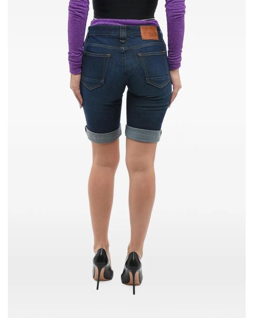 Woolrich Blue Contrast-Stitch Denim Shorts