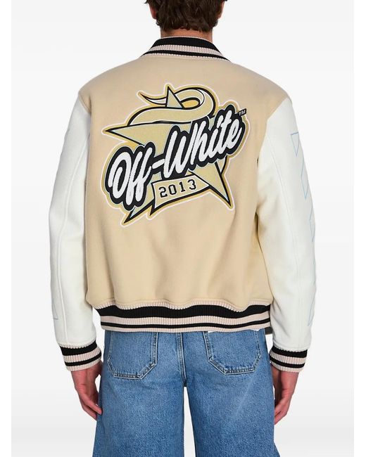 Off-White c/o Virgil Abloh Natural Logo-Patch Bomber Jacket for men