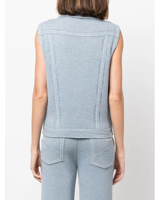 Barrie Blue Knitted Sleeveless Jacket