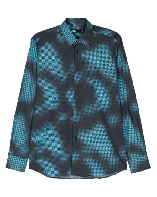 Karl Lagerfeld Ausgeblichenes Hemd mit grafischem Print in Blue für Herren