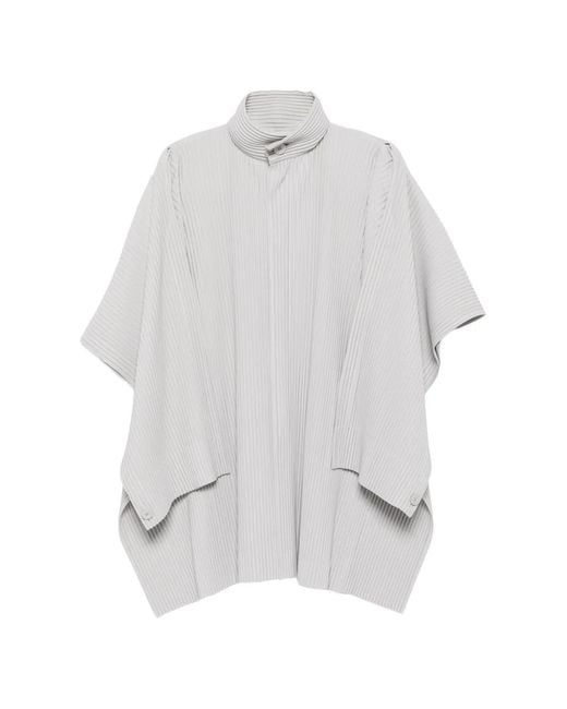 Homme Plissé Issey Miyake White Motion Blur Pleated Jacket for men