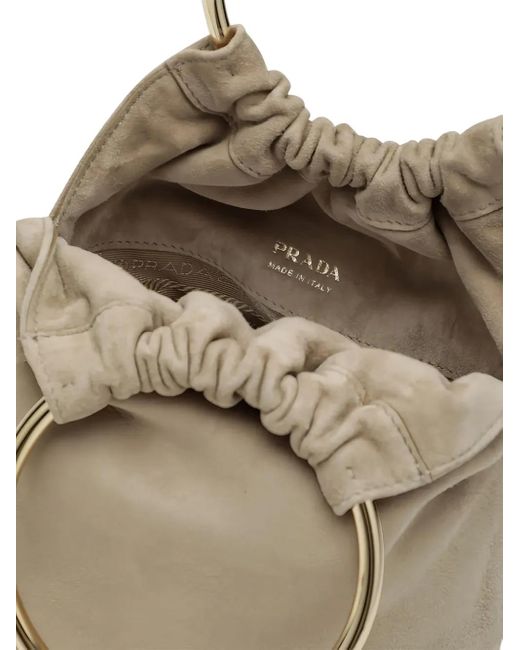 Prada Natural Ring-Handle Bucket Bag