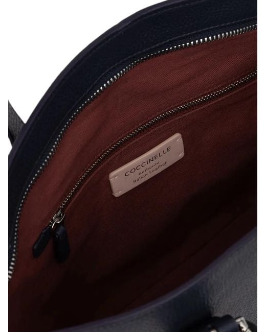 Coccinelle Blue Buckle-Detail Pebbled Tote Bag