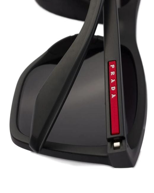 Prada Gray Linea Rossa Square-Frame Sunglasses for men