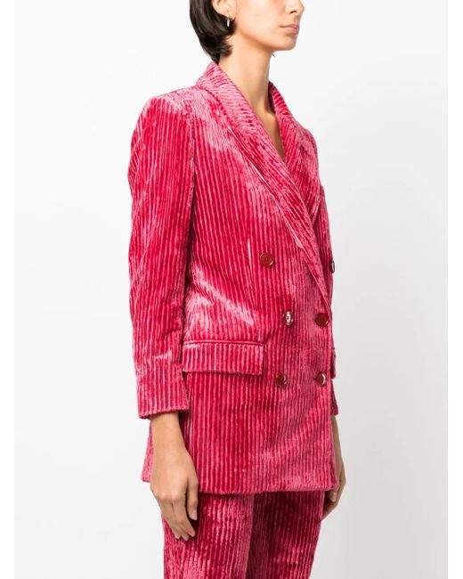 Isabel Marant Red Dita Double-Breasted Corduroy Blazer