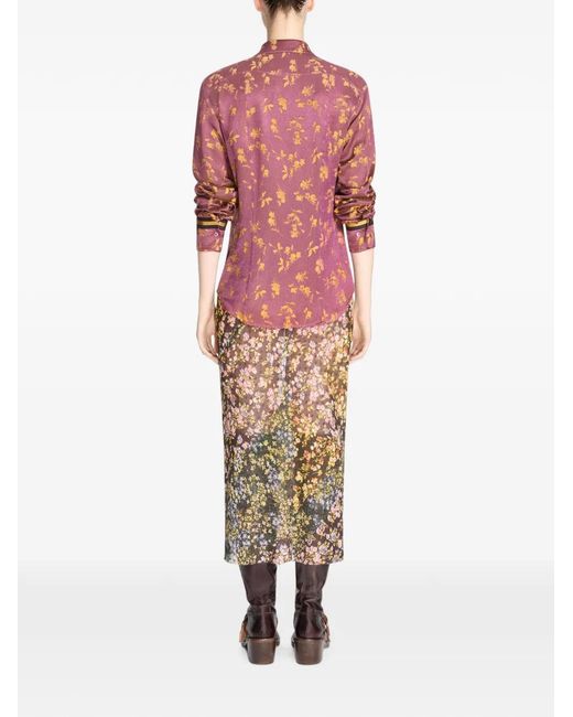 Dries Van Noten Red Jacquard Shirt