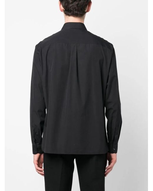 Dolce & Gabbana Blue Logo-Plaque Cotton-Poplin Shirt for men