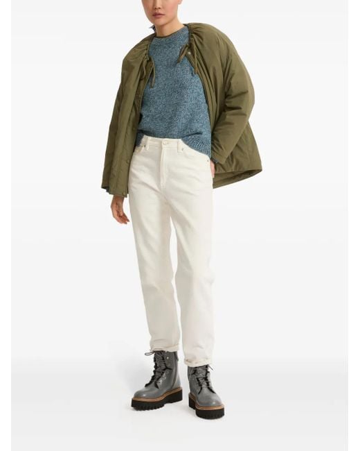 Yves Salomon Green Drawstring-Neck Down Jacket