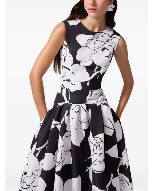 Carolina Herrera White Floral-Print Midi Dress