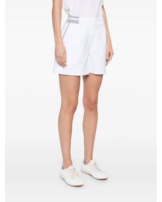 Brunello Cucinelli White Logo-Patch Track Shorts