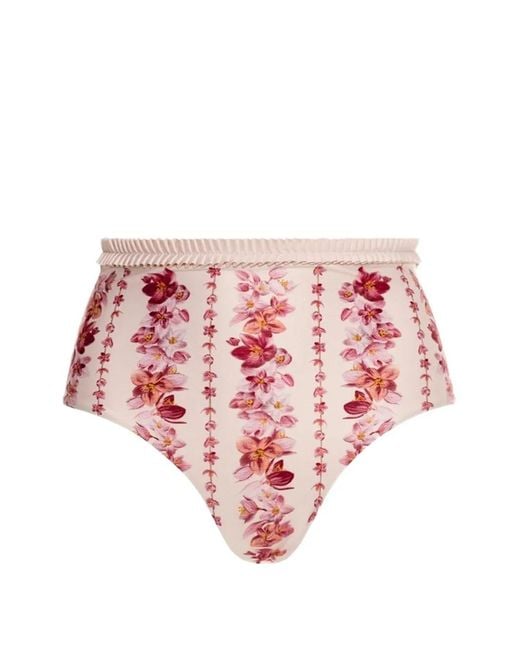 Agua Bendita Pink Nopal Cauca Ruffled Bikini Bottom