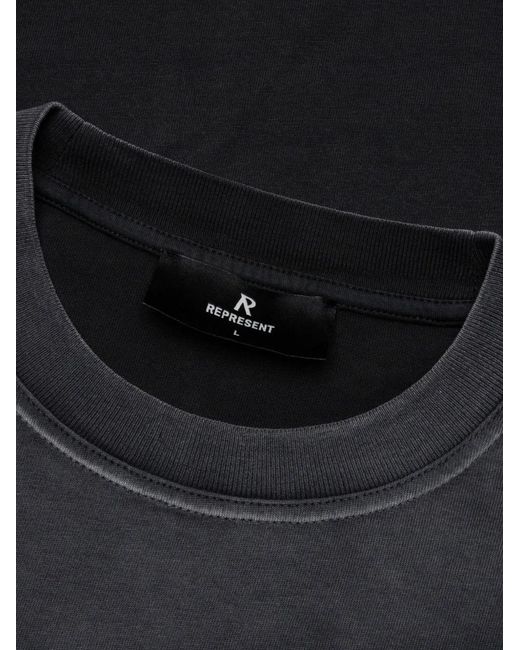Represent Black X Feature Multi-Logo Stained T-Shirt for men