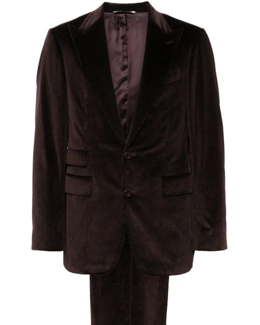Canali Black Corduroy Single-Breasted Suit for men
