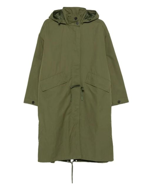 Closed Green Hooded Drawstring Coat