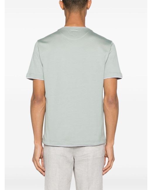 Camiseta con ribete en contraste Eleventy de hombre de color Green