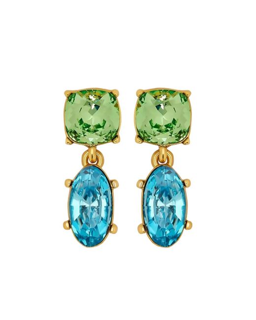 Boucles D'Oreilles Pendantes Serties De Cristaux Oscar de la Renta en coloris Green