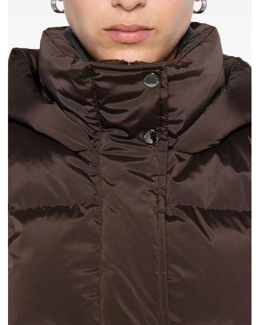Woolrich Brown Hooded Quilted Coat