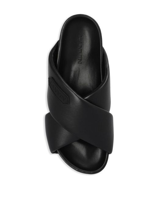Sandalias con aplique del logo Lanvin de color Black