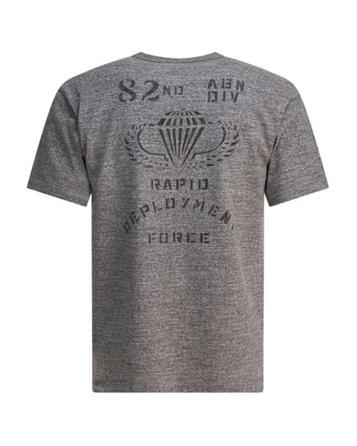 Buzz Rickson's Gray Printed Crew-Neck T-Shirt for men