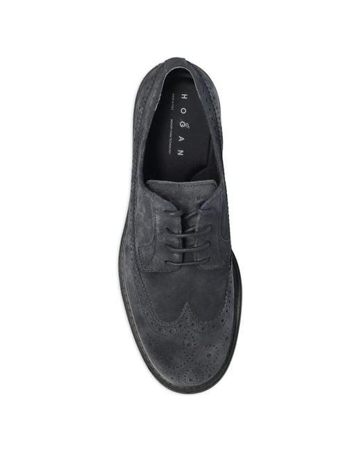 Hogan Black Bucature Derby Shoes for men