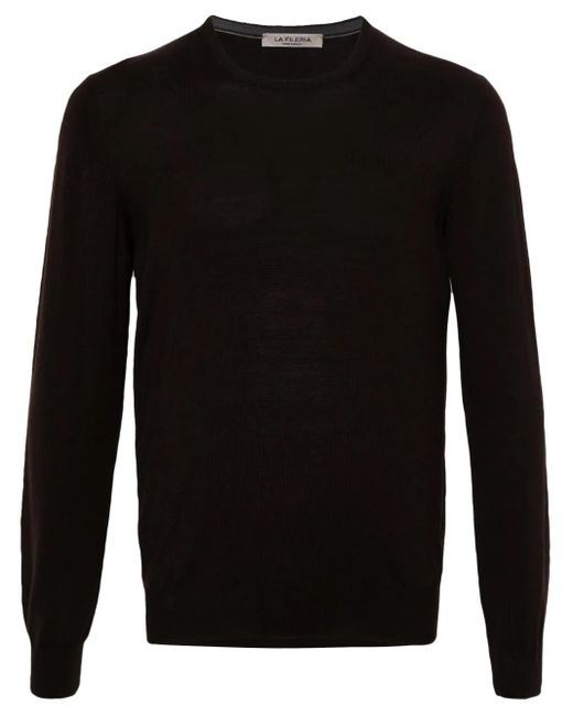 Fileria Black Crew-Neck Virgin Wool Jumper for men