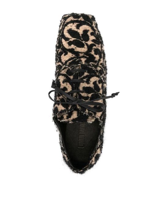 Uma Wang Black Jacquard Square-toe Brogues