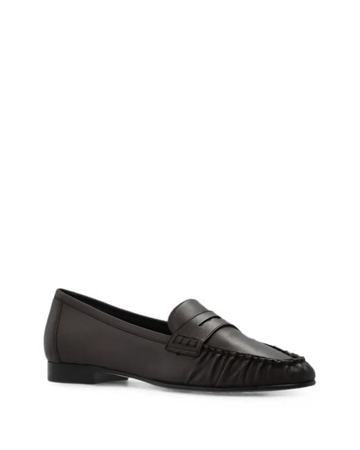 Aeyde Black Aldous Gathered Leather Loafers