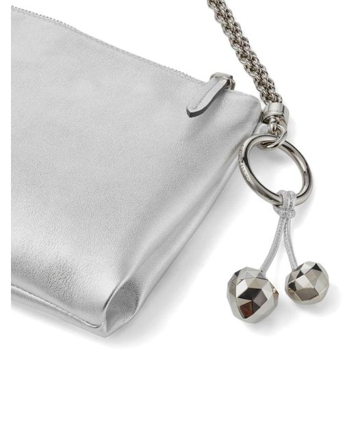 Jimmy Choo White Callie Metallic Leather Clutch Bag
