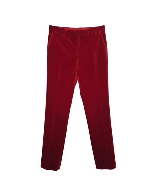 Tom Ford Red Velvet-Texture Trousers