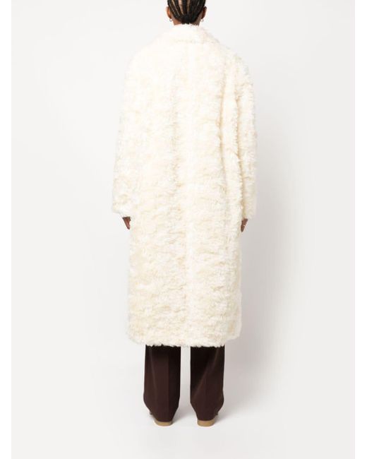 Manteau en fourrure artificielle à revers crantés Jil Sander en coloris White