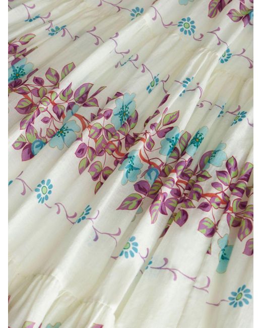 Etro White Floral Print Maxi Dress