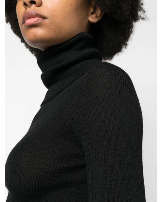 Rick Owens Black Ribbed-Knit Wool Minidress