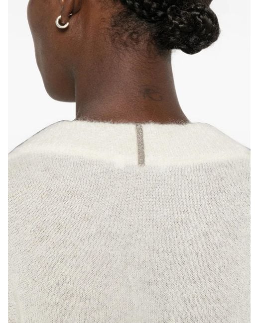 Panicale White V-Neck Drop-Shoulder Sweater