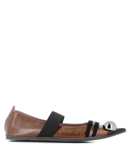 Dove Nuotano Gli Squali Elasticated-strap Ballet Flats Brown