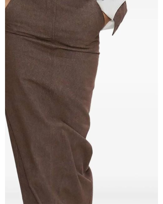 Max Mara Brown Pocket-Detail Midi Skirt
