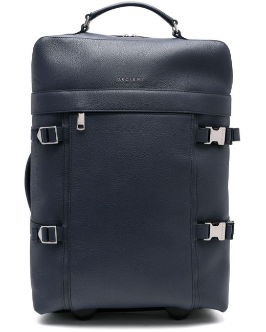 Orciani Blue Micron Leather luggage for men