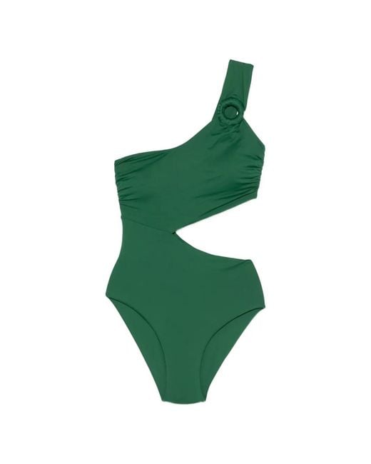 Fisico Green Ring-Detail Swimsuit