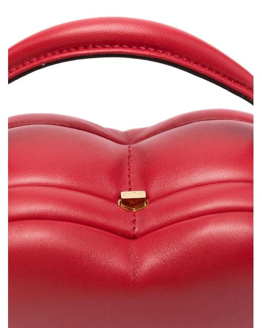 Moschino Red Heart-Shaped Quilted Tote Bag