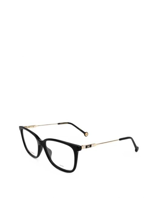 Carolina Herrera White Logo-Plaque Rectangle-Frame Glasses