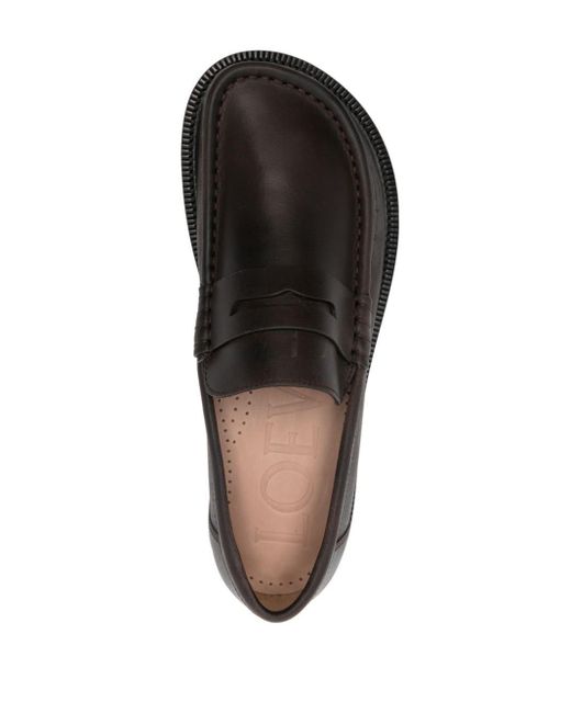 Loewe Gray Campo Leather Loafers