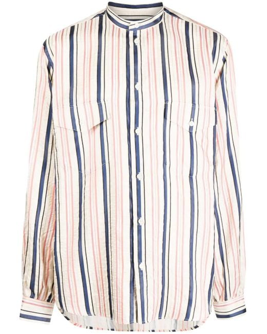 メンズ Bally ストライプ シルクシャツ Natural