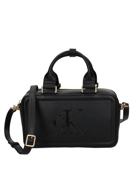 Calvin Klein Black Top Handle Logo-Detail Crossbody Bag