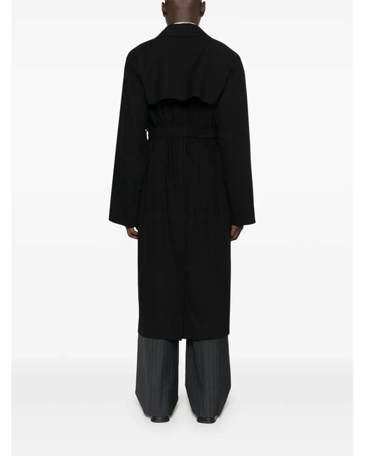 The Row Black Belted Double-Breasted Coat for men