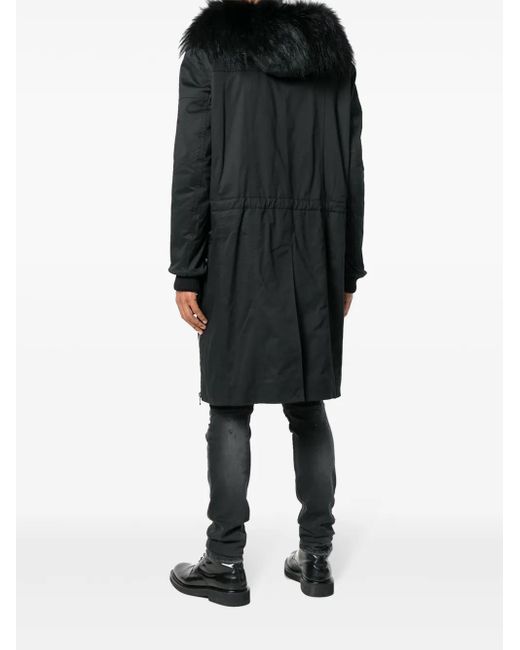 Balmain Black Faux-Fur Trim Parka for men