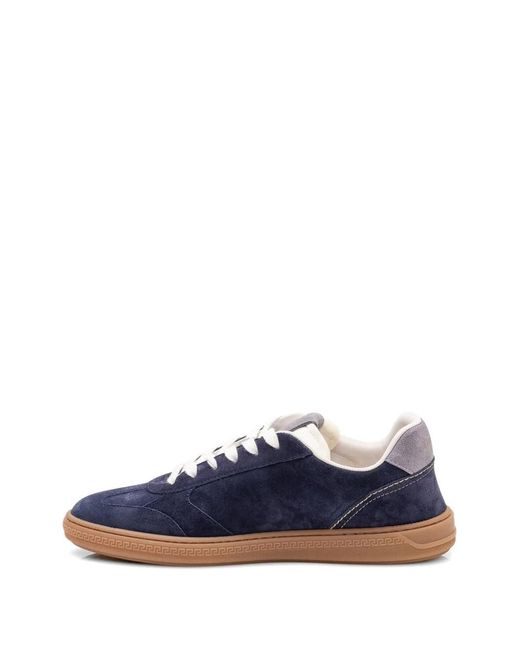 Versace Blue Greca Lace-Up Sneakers