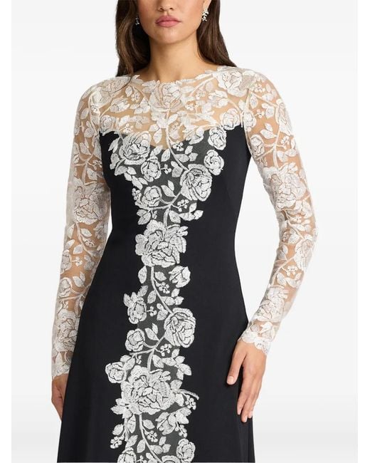 Tadashi Shoji White Floral-Lace Maxi Dress