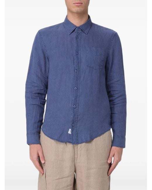 Blauer Blue Linen Chest-Pocket Shirt for men