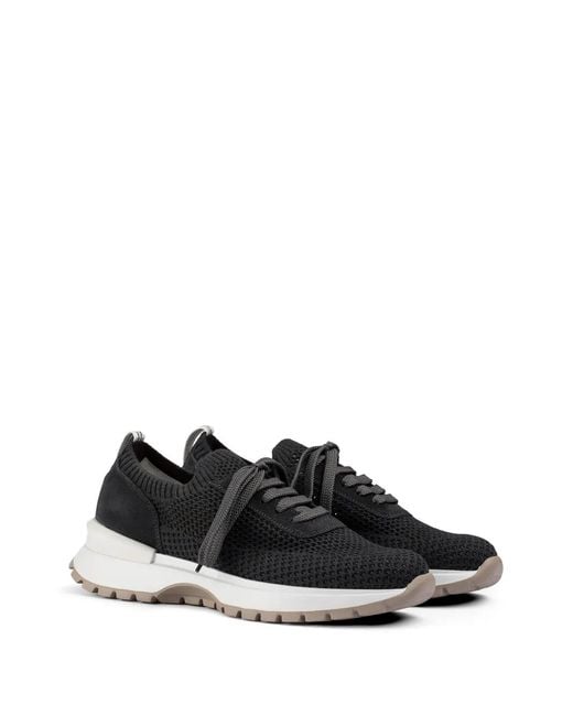 Doucal's Black Technical Suede Sneakers